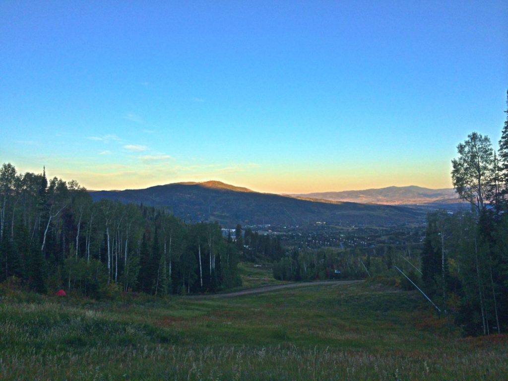 ILooking East watching the sunrise over Steamboat Springsa, Colorado